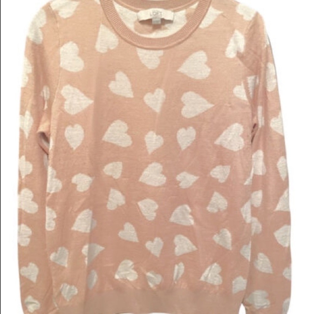 Loft Pink Hearts Sweater in a size S